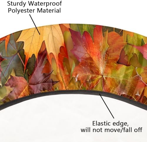 Pardick Maple Leaves Round Fitted Tablecloth with Elastic 40-44In