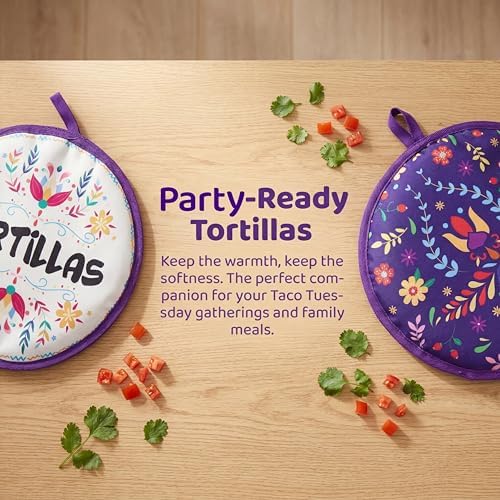 Lyellfe 3 Pack Tortilla Warmer Pouch, Microwave Oven Freezer Safe