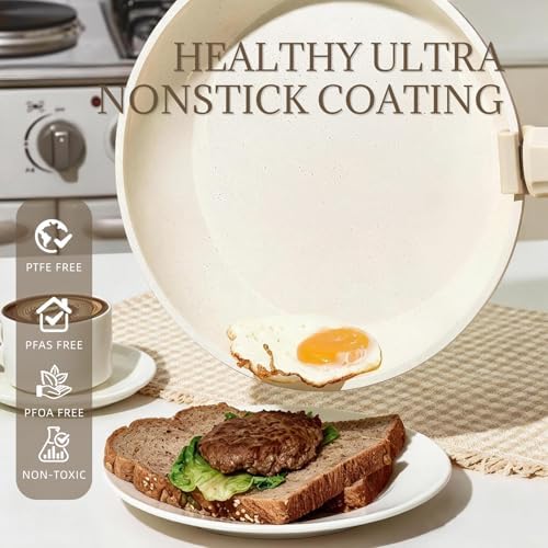 Ceramic Cookware Set Non Stick 8Pcs Pots and Pans Set Detachable