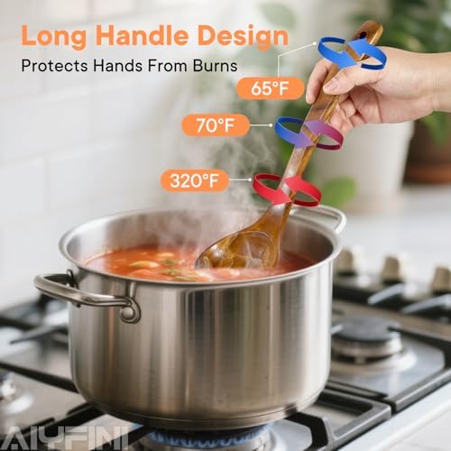 Wooden Kitchen Utensil Set, 15.4-Inch Long Handle