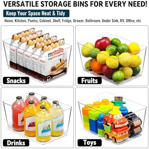12 Pack Large Sturdy Clear Storage Bins