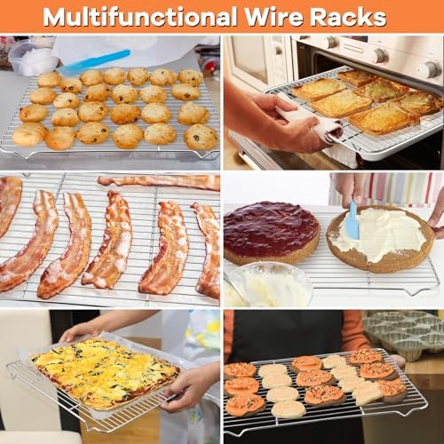 P&P CHEF Cooling Baking Rack Stainless Steel, 16.6" x 11.5", 2 Pcs