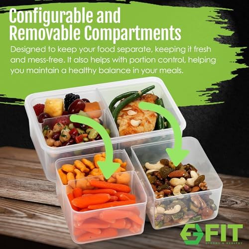 Bento Box for Kids & Adults, 3 Pack, Clear, 39 oz