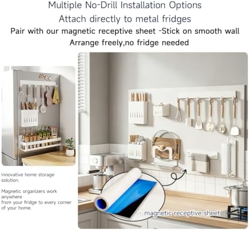 Magnetic Spice Rack, Fridge Wall Mount Double Layer Seasoning