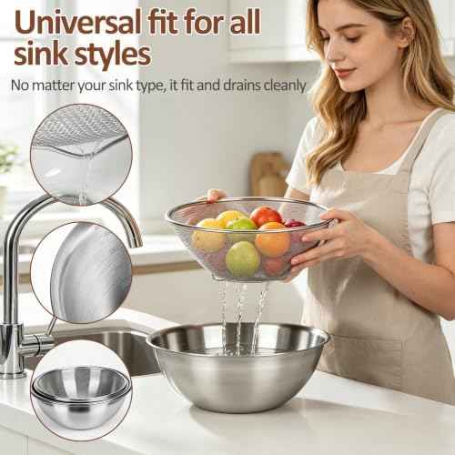 10.63’’ 9.84’’ Stainless Steel Colander Set Strainer Bowl, 4 PCS