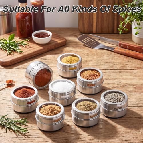 8Pcs Magnetic Spice Rack with 2 Metal Plates