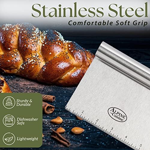 Alpine Cuisine Stainless Steel Dough Scraper with Comfortable Handle