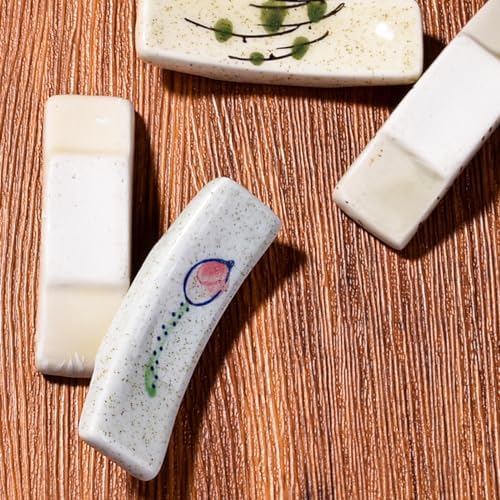 Japanese Chopstick Rest Set of 4, Ceramic Curved shape Retro Spoon