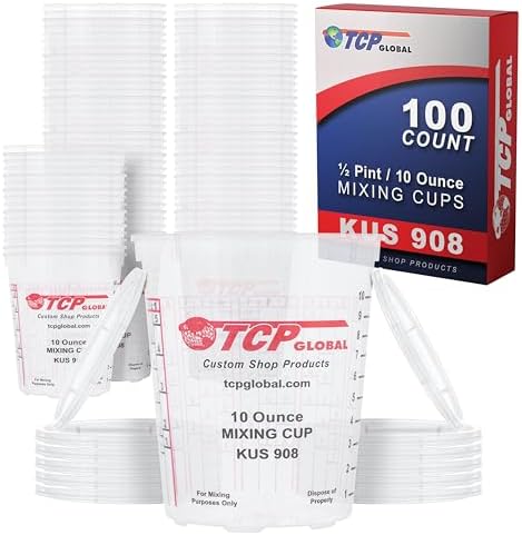 Custom Shop Paint Mixing Cups, 10-Ounce, Box of 100, Plastic Measuring