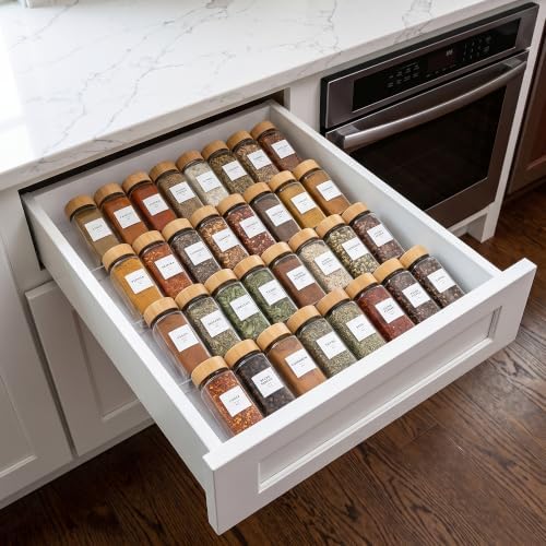 Acrylic Spice Drawer Organizer 4 PK, Expandable 13"-26" Acrylic Spice