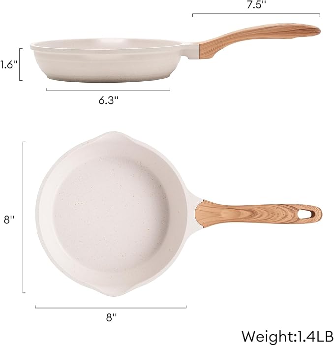 JEETEE 8 Inch Nonstick Frying Pan Stone Coating Cookware, Nonstick Omelette - Image 10