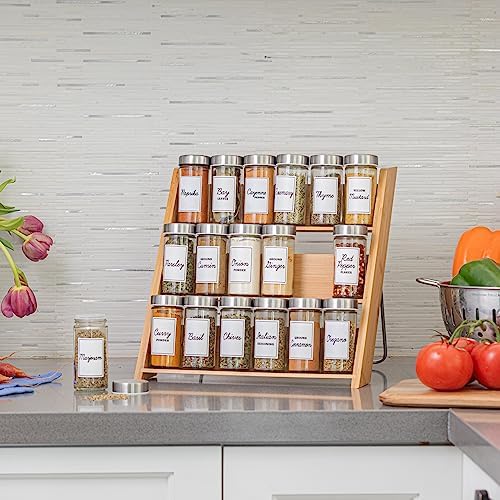 Orii 18 Jar Bamboo Compact Spice Rack with Spices Included & 5-Year