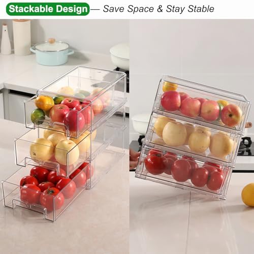 Taiuloo 2 Pack Stackable Refrigerator Organizer Bins with Pull-Out