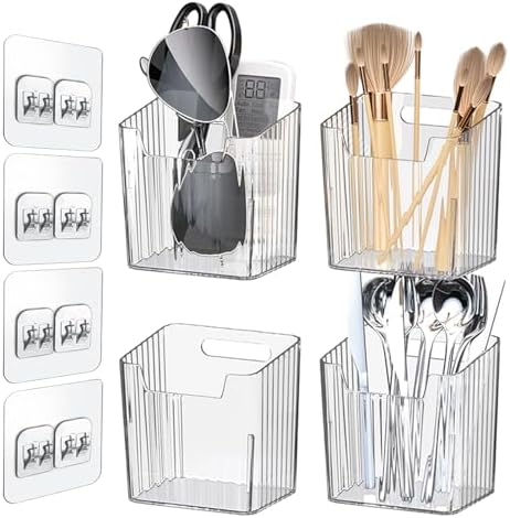 Lae Nuvole Clear Adhesive Wall Organizer Bins, Cabinet Door Storage