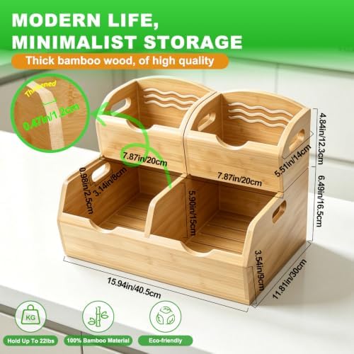 Bamboo Pantry Storage Bins,Stackable Potato & Onion Storage