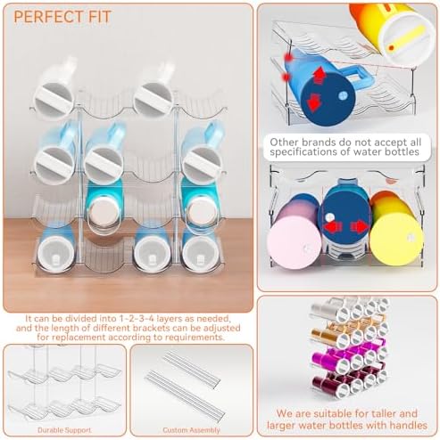 Yieach 2 Tier Water Bottle Holder for Cabinet,Acrylic Wine Rack and