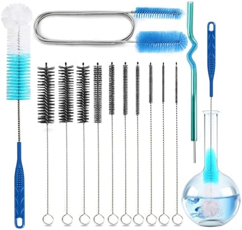 12 Pack Glass Tube Pipe Cleaner Brush Set, 17Inch Long Handle Nylon