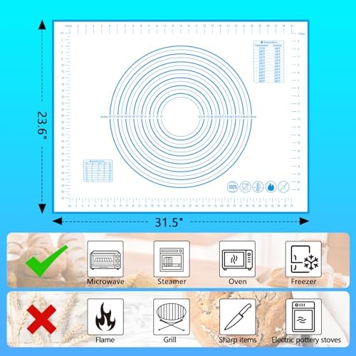 UBeesize Oversize Silicone Baking Mat, 23.6x31.5 Inch Non Stick Pastry