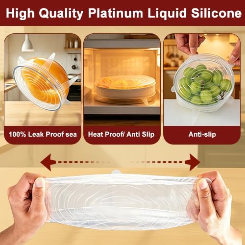 Reusable Silicone Stretch Fresh-Keeping Lids, 6 Sizes
