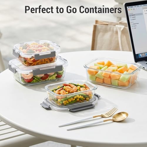 Dealusy 10 Sets Glass Food Storage Containers, Gray