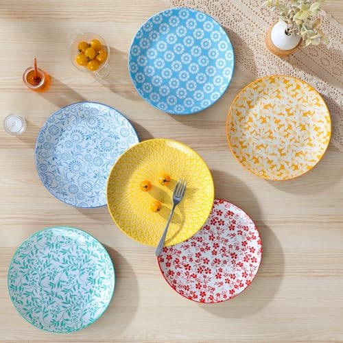 vancasso 10.25" Pastel Dinner Plates Set of 6, Vintage Ceramic