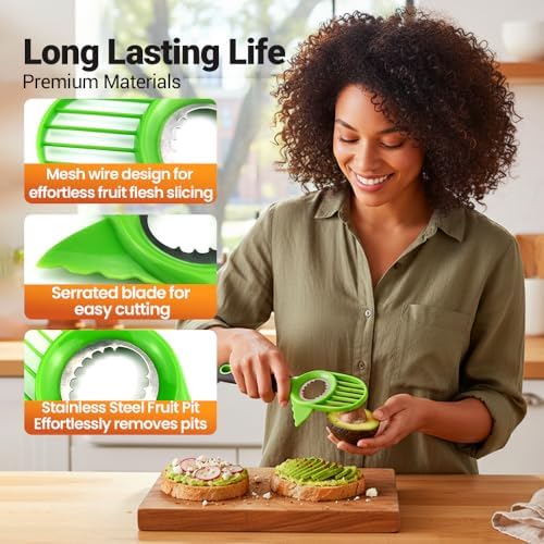 3 in1 Avocado Tool Split, Pit, and Slice, Avocado 3 Piece Set