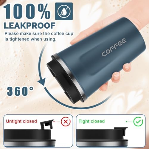 CS COSDDI 12 oz Coffee Mug - Stainless Steel Coffee Cup with Leakproof
