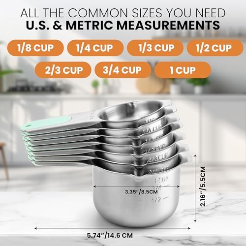 Spring Chef Stainless Steel Magnetic Measuring Cups, Set of 7 &