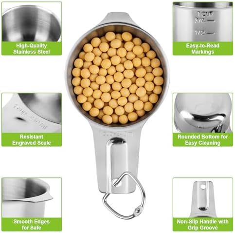 Stainless Steel Measuring Cups Set of 7, Stackable Measure Cups