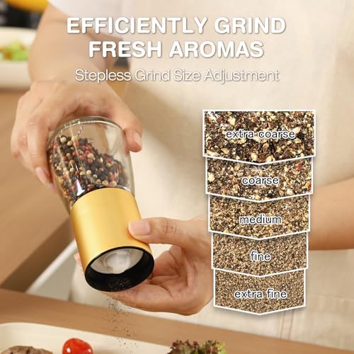 Vucchini Gold Salt and Pepper Grinder, Ceramic