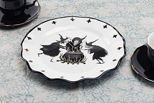 Potter's Studio Flying Witch Black Gold Tea Cup and Saucer + Witches