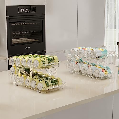 Xicennego Set of 2 Adjustable Soda Can Organizer, Clear