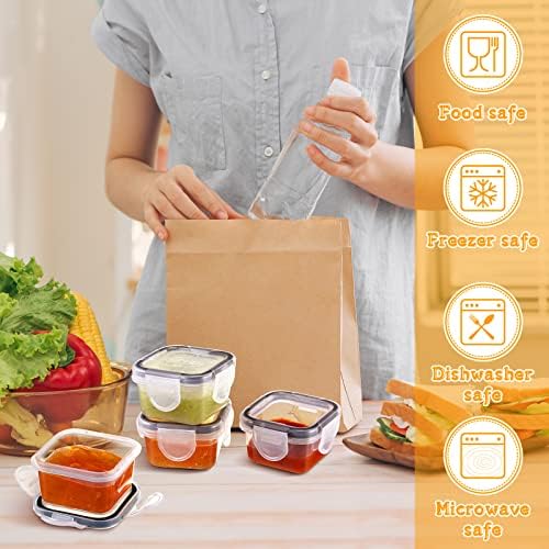 Mimorou 20 Pcs Salad Dressing Containers, 2 oz Reusable Plastic Small