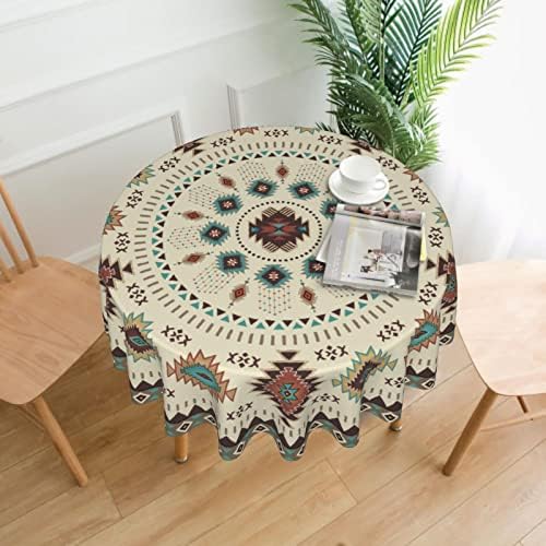 Giwawa Aztec Southwestern Round Tablecloth 60" Ethnic Tribal Geometric