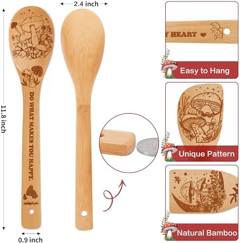 Mushroom Kitchen Decor Bamboo Wooden Spoons With Utensil