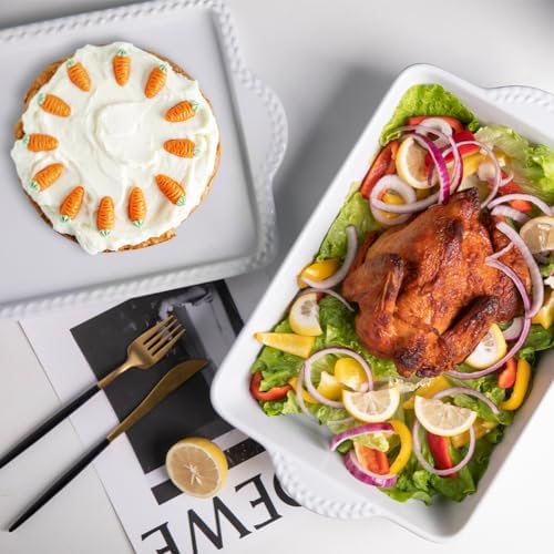Sweejar White Ceramic Lasagna Baking Dish with Trivet