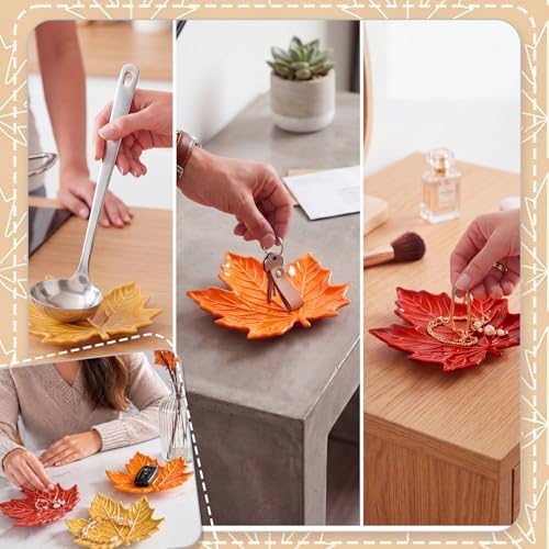3 Pcs Fall Maple Leaf Ceramic Spoon Rest for Stove Top