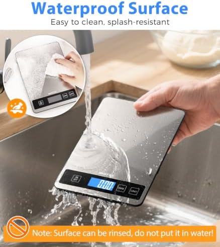 Food Scale, 33lb Rechargeable Kitchen Scale, 1g Precision, Black