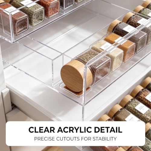 Acrylic Spice Drawer Organizer 4 Pk, Expandable 13"-26" Acrylic Spice
