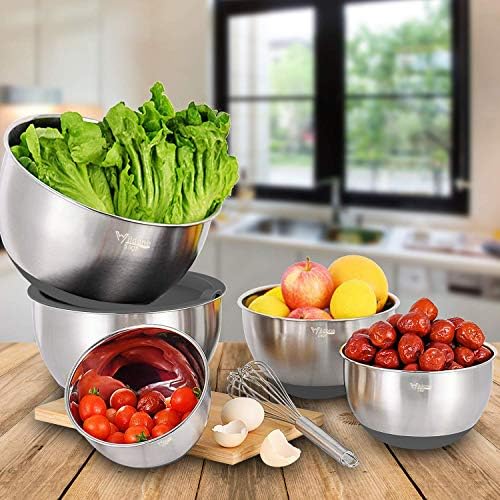 Wildone Mixing Bowls with Airtight Lids Set, 5PCS Stainless Steel