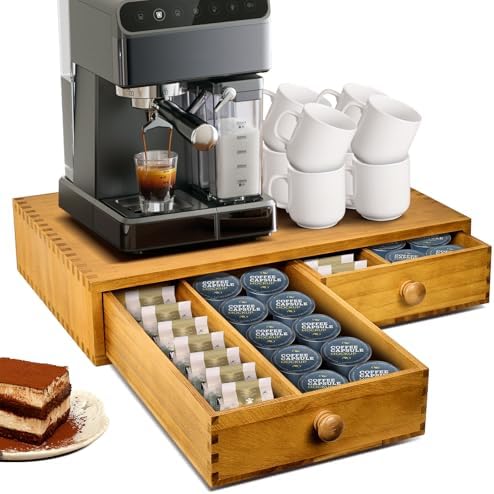 NANXITU K Cup Storage Organizer, Wood Coffee Pod and Tea Bag Holder