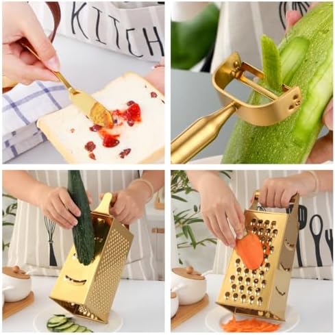 4-Sided Stainless Steel Box Grater with Handle