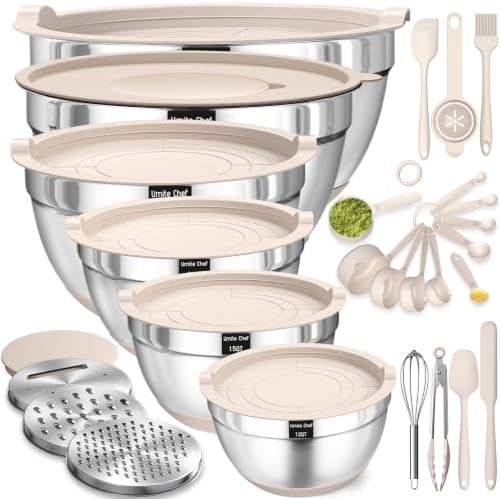 26-Piece Stainless Steel Mixing Bowl Set with Lids