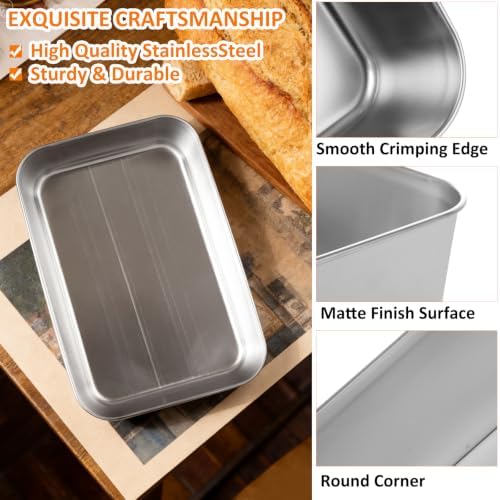 LANIAKEA 12PCS Stainless Steel Loaf Pan 9x6 inch Loaf Pan for Baking