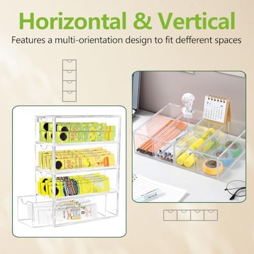 2 Pack Drink Packet Organizer, Acrylic Drink Mix Holder with 4 Clear