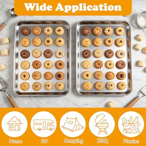 QTLCOHD 8 Pack 9 x 12 Inch Stainless Steel Quarter Baking Sheet Pans