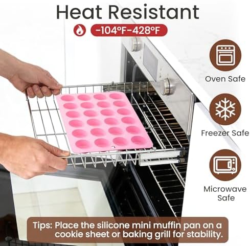 2 Pcs Silicone Mini Muffin Pan, 24-Cup Mini Cupcake Pan for Baking