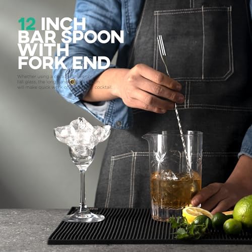 Homestia 3 Pcs Muddler for Cocktails Set, 12'' Mixing Spoon & Double