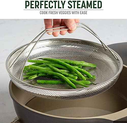 Goodful All-In-One Pan Steamer Basket, Premium Stainless Steel Construction, Dishwasher Safe, Perfect for Steaming Vegetables, Full Handle for Easy Use