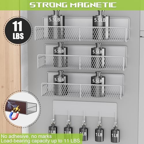 4 Pack Magnetic Washing Machine Shelves with Hooks, Grey